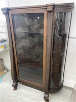 Vintage Cabinet With Bowed Glass Sides - Has Key