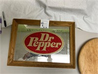 Wood Framed Dr. Pepper Mirrored sign