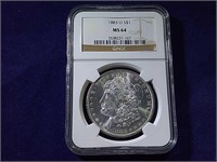 1883-O MORGAN SILVER DOLLAR, MS 64 (NGC)