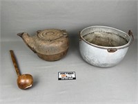 Cast Iron Kettle, Alumninum Pot, Wooden Laddle