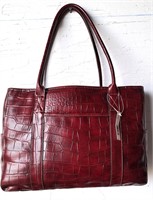 RED KIM ROGERS CROCODILE EMBOSSED PURSE WITH TAGS