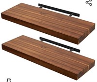 $47 BATODA 2 pack 24" Acacia Floating Shelves