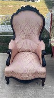 Unusual Rosewood Flower Carved Victorian Recliner