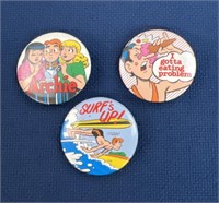 (3) 1987 Archie Comics pinback buttons