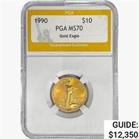 1990 $10 American 1/4oz. Gold Eagle PGA MS70