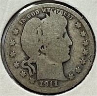 1911-D Silver Barber Quarter