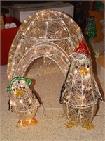 3pc igloo and penguin lighted outdoor décor, 2'