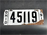 1911 OHIO PORCELAIN LICENSE PLATE #45119