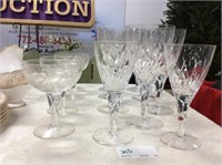 Stuart crystal of England goblets, champagne and