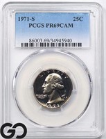 1971-S Washington 25c, PCGS PR69 DCAM Guide: $42