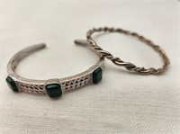 Silver Cuff Bracelet Malachite