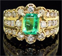 18kt Gold 1.72 ct Natural Emerald & Diamond Ring