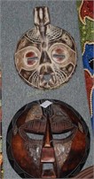 3 round wooden decorative masks