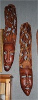 2 complimentary 48" & 52" hand carved tribal
