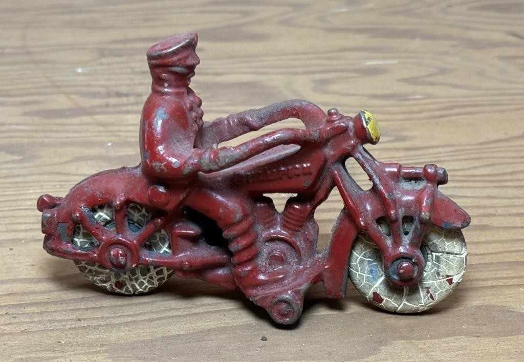 OLD Champion Cast Iron Motorcycle, Rubber Tires