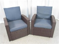 "Joivi" Rattan Woven Patio Arm Chairs W/Cushions
