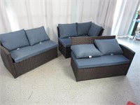 "Joivi" Rattan Woven Patio Sectional W/Cushions