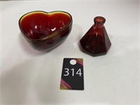 Ruby Red Ink Well & Heart Candy Dish