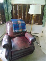 Leather Recliner with Floor Lamp