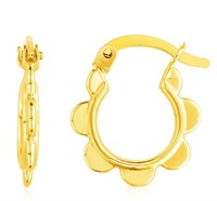 14k Gold Scalloped Hoop Earrings