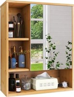 SMIBUY Bamboo Bathroom Cabinet  Wall Mounted