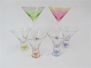 Lot Of 6 Circleware Colored Martini Glasses