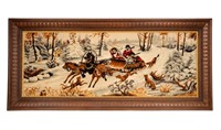 Vintage Russian Troika Tapestry, Framed