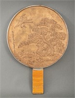 Japanese Hand Mirror in Lacquered Wood Case