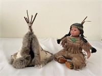 Parillo Artifacts Native American Doll + Tepe
