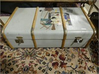 ANTIQUE HAND PAINTED TRAVEL TRUNK