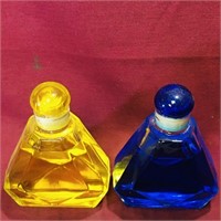 Pair Of Decorative Glass Bottles & Liquid