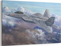 F-22 Fighter Canvas Wall Art (24x36 Inches)