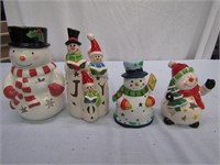 Lot of Snowman Candle Holders Far Left is 8" T