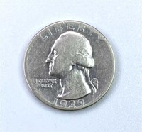 1939-D Washington Silver Quarter, US 25c Coin