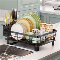 AIDERLY Iron Dish Drying Rack with Drainboard Dish