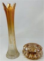 Antique Marigold Swung Vase & Marigold Trinket