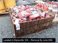 LOT, ASSORTED FIRE EXTINGUISHERS IN THIS BIN