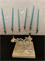 Sterling Silver Candle Sticks by AMC & Coasters