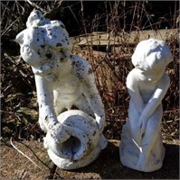 Concrete statues, (2)  20 and 17" tall
