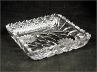 Vintage 5 1/2" Floral Square Cut Glass Dish