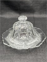 Depression Glass Cheese/Butter Ball Dome/Plate