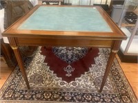 Mahogany Game Table, Blue Leather/Felt Top