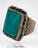 Navajo Sterling Silver & Turquoise Mens Ring