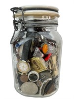 Mystery Jar full of Jewelry, Coins, Watches