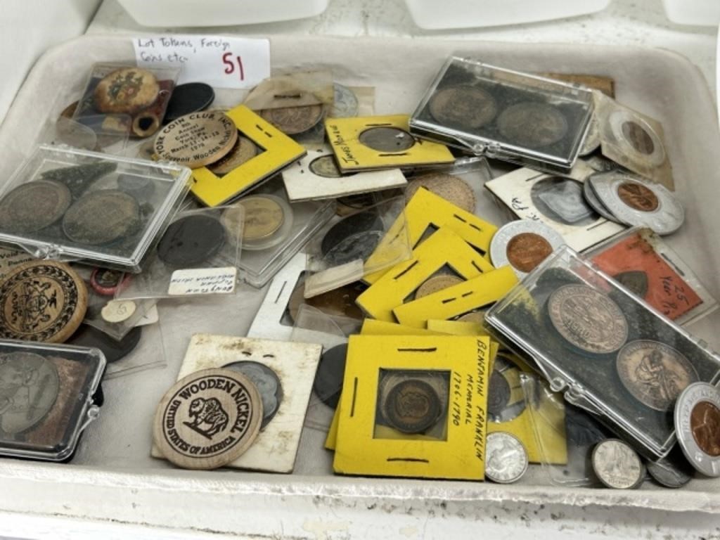Lot of Tokens, Foreign Coins, etc.