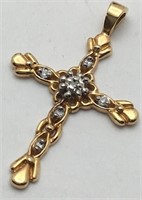 10k Gold & Diamond Cross Pendant