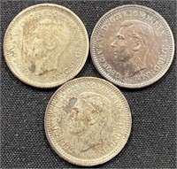 1942 -  Australia 3 pence coins