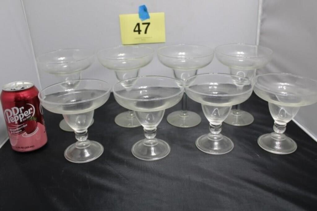 EIGHT MARGARITA GLASSES, 4 SHORT, 4 TALL