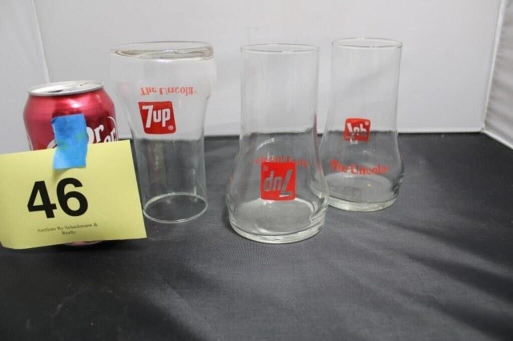 THREE 7UP GLASSES
