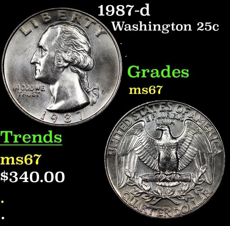 1987-d Washington Quarter 25c Grades GEM++ Unc